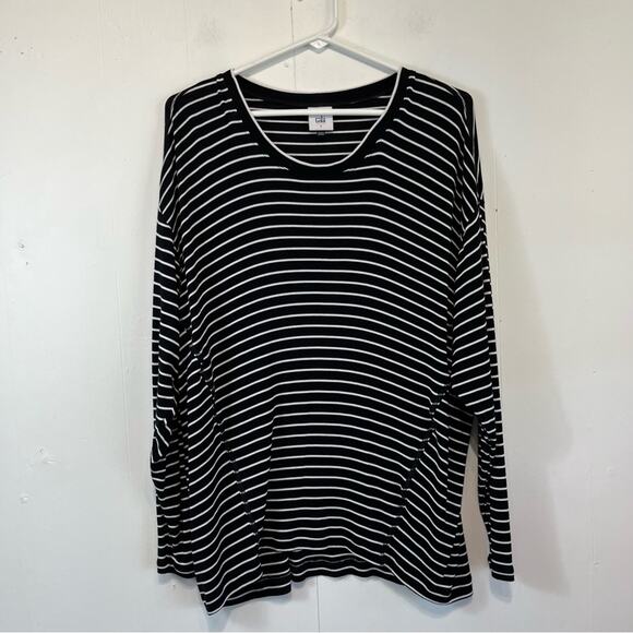 CAbi #4005 Crosswalk Tee Black + White Striped Long Sleeved Size Woman's Small - Picture 3 of 6